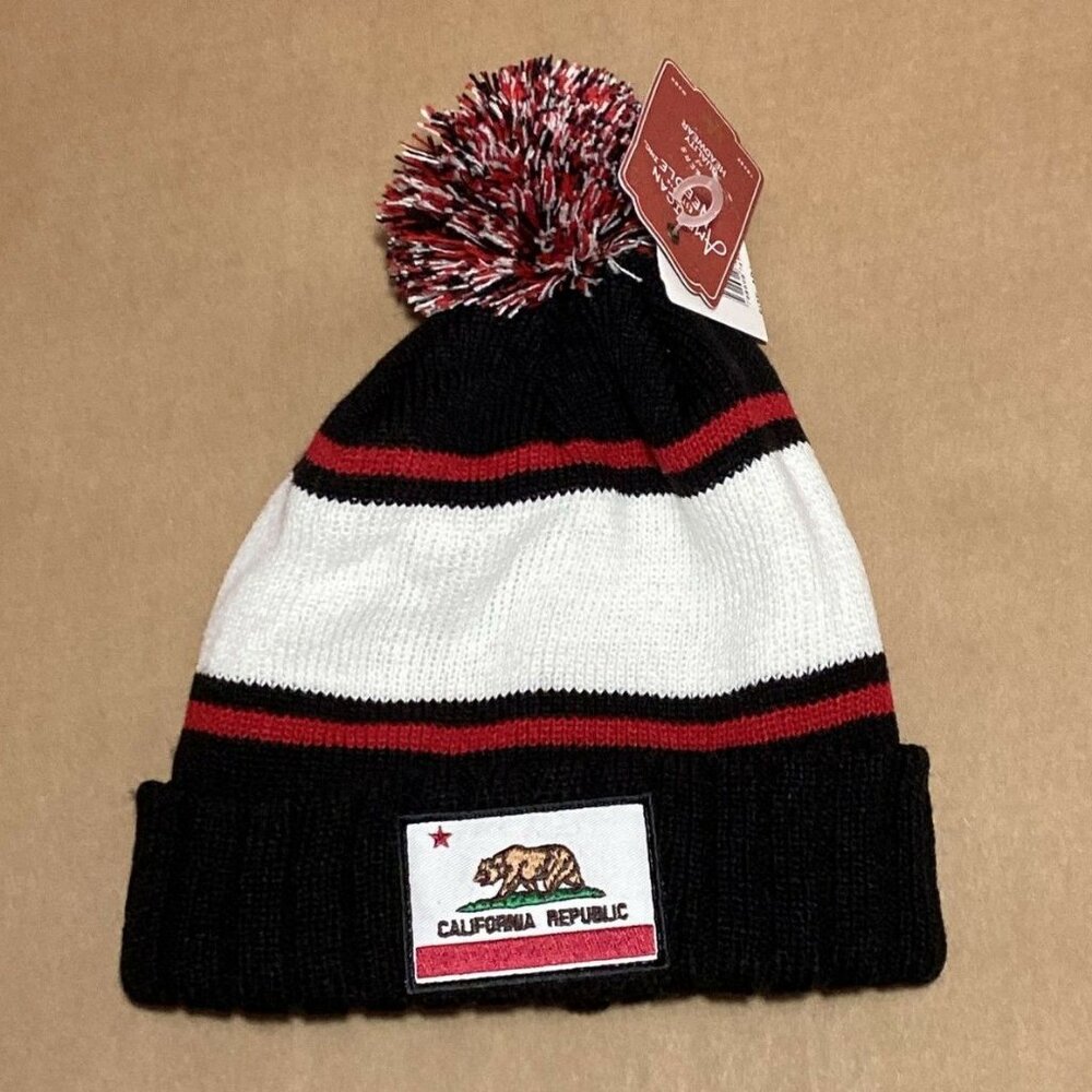 American Needle California Republic Pillow Line Knit Pom Top Beanie